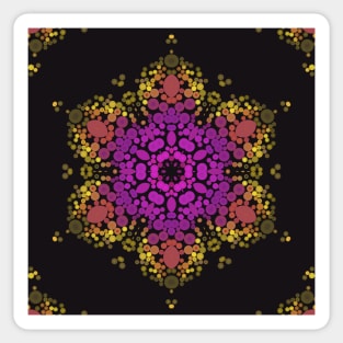 Dot Mandala Flower Pink Yellow and Black Sticker